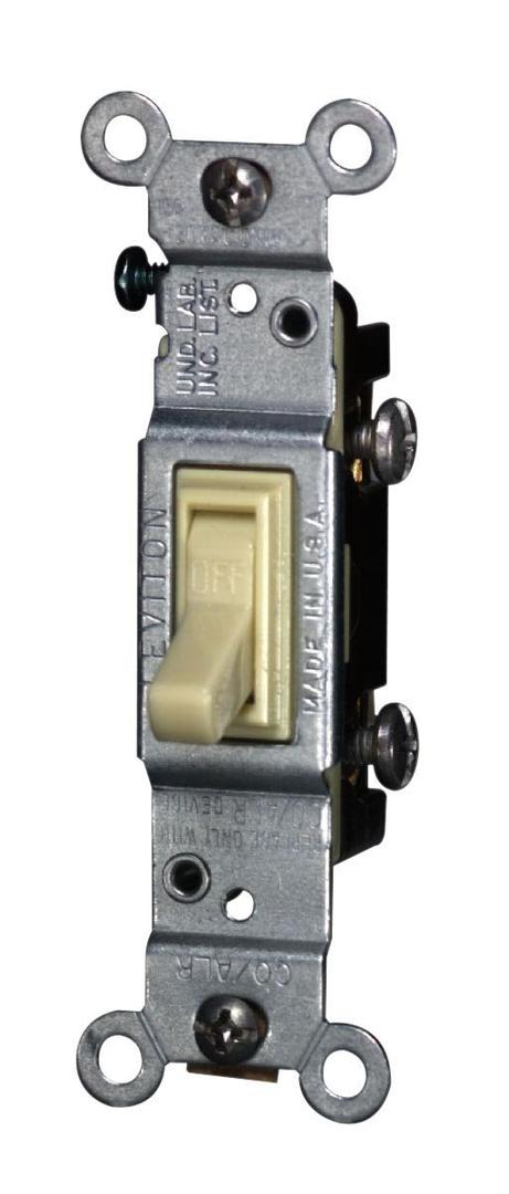 Leviton 15 Amp, 120 Volt, Toggle Co/Alr Single-Pole AC Quiet Switch, Residential Grade, Grounding, 2651-2I, Ivory