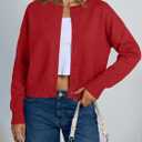 Trendy Queen Cropped Cardigan Sweaters for Women Lightweight Y2k Fall Outfits Spring Fashion Clothes 2026 (Medium, Red)