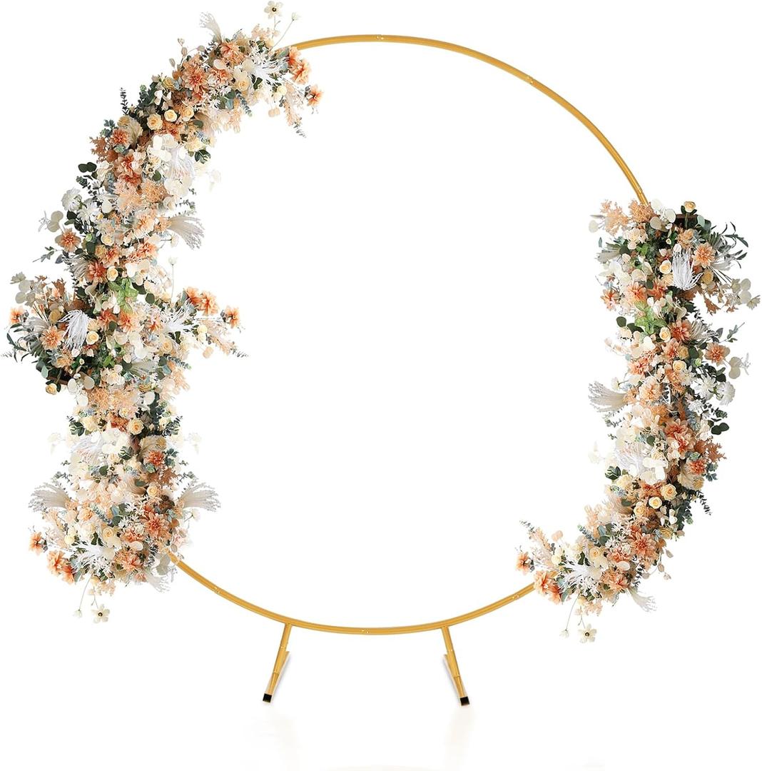 Liacere 5FT Gold Round Backdrop Stand Metal Circle Balloon Arch Frame Wedding Arch for Ceremony Birthday Party Anniversary Bridal Graduation Decoration