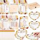 Estune 322 Pcs Bridal Shower Games Set for 50 Guests Includes Bingo, Scramble, Would She Rather, What's in Purse, Advice and Wishes Wedding Games Double Sided with Wooden Box, 20 Pencils(Fall in Love)