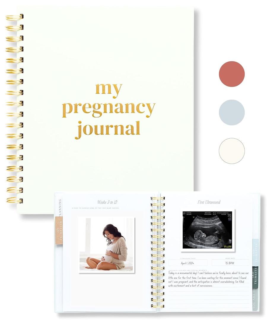 Lamare Pregnancy Journal for First Time Moms  Hardcover Pregnancy Planner & Diary  Pregnancy Gift for First Time Moms  Keepsake with Prompts & Photo Slots (White)