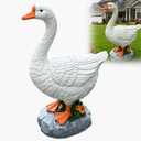 Porch Goose Statue Large White Porch Goose Big Resin Garden Lawn Yard 20 inches High Figurine Duck Decorative Figurine for Patio, Entryway Accent Indoor Outdoor Garden Gift