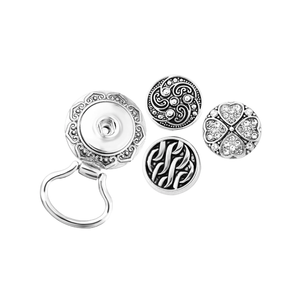 MJartoria Interchangeable Snap Buttons Centerpiece Rhinestone Eye Glass Holding Brooch (Silver Color)