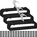 Pants Hangers Non Slip, 30 Pack Velvet Hanger for Closet with 30 Hooks, Strong Durable Space Saving Slim Pants Hanger, Ultra Thin & Space Saving Flocked Hangers for Pants/Shirts/Shorts/Bra (Black)