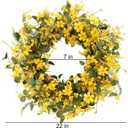J'FLORU Artificial Spring Wreath 22 Inch Summer Wreaths for Front Door Yellow Daisy Wreath for Indoor Outdoor Home Decor and Easter Celebration