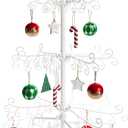ELYKEN Christmas Ornament Display Stand Tree,112 Hanger Hooks for Baubles and Holiday Decorations,3 FT Iron Freestanding Rack with Stable Base, Easy Assembly, White