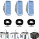 PEKTACO Cat Water Fountain Filters Replacement & Pre-Filter Sponges for 3.2L/108oz Automatic Pet Fountain, Dog Water Dispenser (3 Filters+3 Sponges)