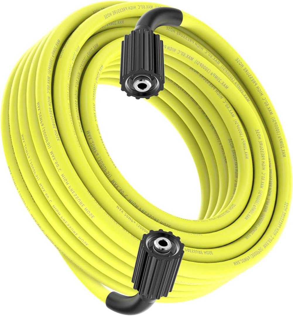 RY31HPH01 Flexible electric Pressure Washer Hose for Ryobi Power Washer Replacement Parts, Kink Resistant Power Pressure Washer Hose 35 FT x 1/4" (35 ft Pressure Washing Extension Hose)  (Yellow)