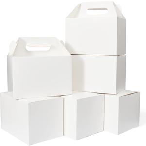 30 CT Large Welcome Boxes with Handles White, 9x6x6 Gable Gift Easter Boxes Cardboard Paper Party Favor Boxes Barn Style Carry Out Box Recyclable Paper Gift Packaging Boxes for Food Box (Pop-up White)