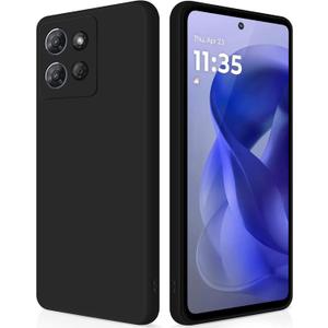 GiiYoon Silicone Case Compatible with Moto G Power 5G 2025, Full Body Silky Soft Touch Phone Case with Camera Protection, Shockproof Cover with Microfiber Lining, Black