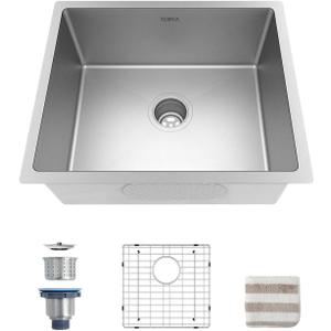 TORVA 22-Inch Undermount Kitchen Sink, Premium 304 Stainless Steel Bar Sink - 10 Inches Deep Basin Single Bowl Sink