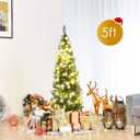 5 ft. PVC Unlit Artificial Slim Pencil Christmas Tree with Stand Home Holiday Decor Green, 1 Ct, CM20653