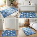 Blue Floral Bath Mats for Bathroom Blue and White Flower Daisy Vintage Rug for Room Decor (Blue, 31" x 20")