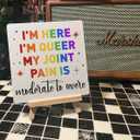 2 x LGBT Pride Month Gifts for Men Women, LGBT Rainbow Progress Pride Lesbian Gay Queer Home Office Desk Decor, LGBTQ Equality Decor Sign, Pain Is Moderate severe