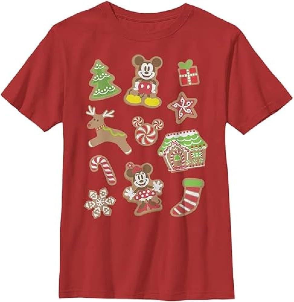 Disney Characters Gingerbread Mouses Boy's Solid Crew Tee (Medium, Red)