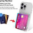 Wallet Case for iPhone 14 Pro with 3 Credit Card Holder Slot Shockproof Hybrid Heavy Duty Protection Transparent Phone Cover (Clear)