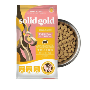 Solid Gold, Hund-N-Flocken, Dog Food Dry with Lamb, Rice and Omega 3 Fish Oil for Dogs, Probiotics, 24 LB