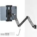 OHLPRO Aluminum Tablet Wall Mount Holder - 360 Adjustable & Extendable 3-Stage Arm for 5-13" iPad Pro/Air/Mini, Galaxy Tab | Heavy Duty Metal iPad Mount for Wall, Kitchen, Office (Clip Version)