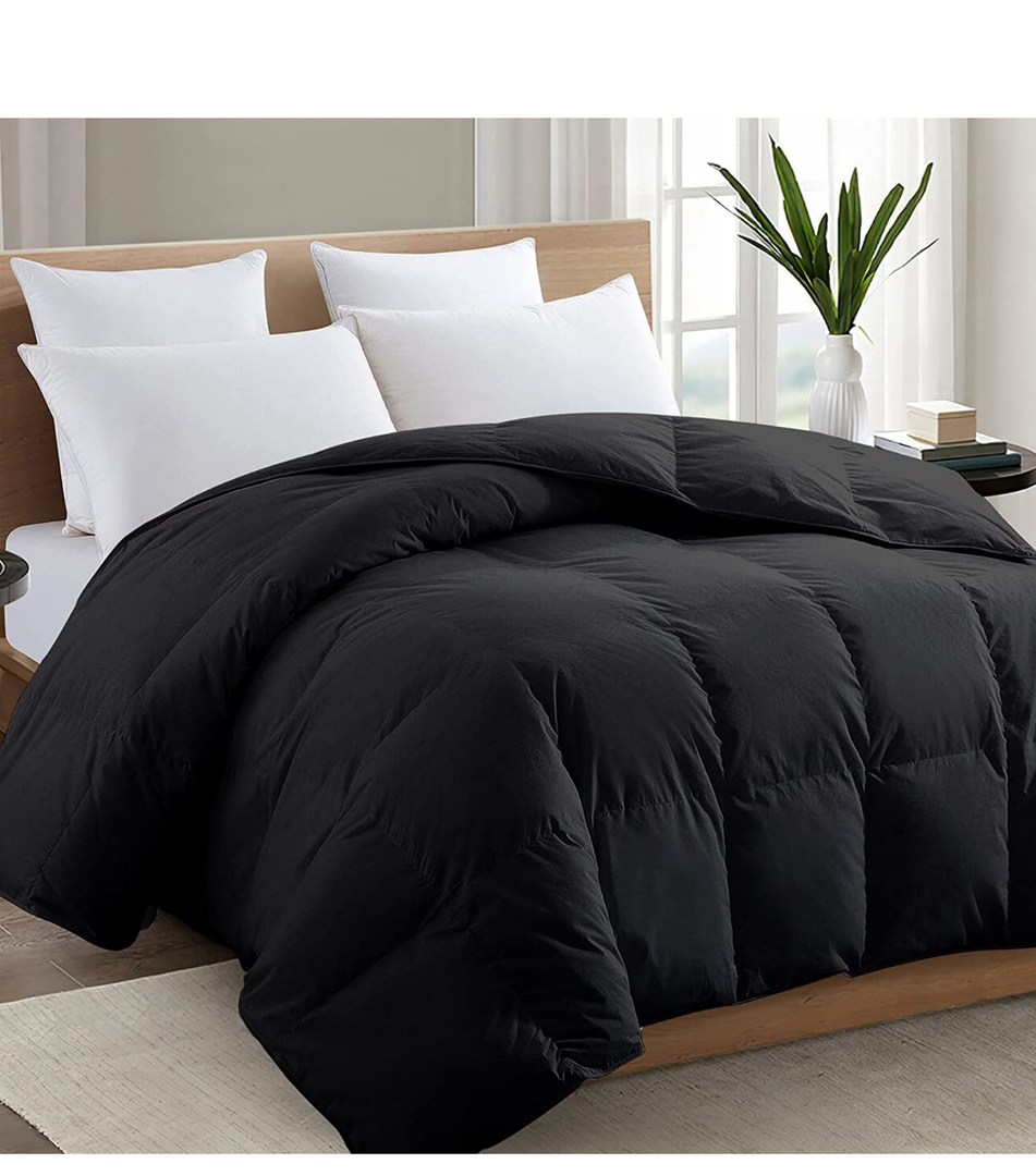 Comforter All Season Breathable Cooling Black Comforter Soft 4D Spiral Fiber Quilted Down Alternative Duvet with Corner Tabs Luxury Hotel Style (88in x 92in) (224cm x 234cm)
