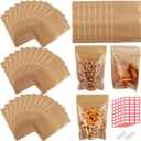 150-pack 4.7" x 7.9" Stand Up Kraft Paper Mylar Bags with Clear Window Resealable Foil Pouches for Food Storage Smell Proof Edible Packaging Bag for Small Business, Bulk