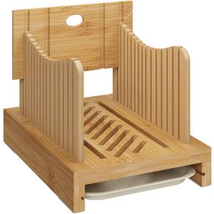 Bamboo Bread Slicer - Adjustable Width Guides. Sturdy Wooden Cutting Board. Easy Slicing for Homemade Bread, Bagels & More