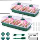 2 Packs Seed Starter Tray with Grow Lights, 72 Cells Silicone Seed Starter Kits with Humidity Dome, 3 Lights for Seed Starting, 4 Timing Set, 8 Full Spectrum Germination Kit for Plant Seeds