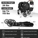 Wagon Stroller for 2 Kids, Double Seat, All-Terrain with Removable UV-Protection Canopy, Adjustable Push/Pull Handle, Cup Holders & Snack Tray for Baby and Toddler