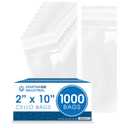 Spartan Industrial - 2" X 10" (1000 Count) Crystal Clear Resealable Cello Poly Bags for Jewelry, Treats, Party Favors - Self Seal