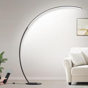 Dimmable LED Floor Lamp with 3 Color Temperatures, Ultra Bright 2000LM Arc Floor Lamps for Living Room, Modern Standing Tall Lamp with Remote Control Reading Floor Lamp for Bedroom Office Classroom (Matte Black-67 inches)