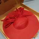 Dressfan Church Fascinator Derby Hats for Women,20s 50s Linen Vintage Derby Hat for Church/Wedding/Cocktail/Tea Party (Red, S)