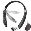 Foldable Bluetooth Headset, Beartwo Lightweight Retractable Bluetooth Headphones for Sports&Exercise, Noise Cancelling Stereo Neckband Wireless Headset (with carry case)