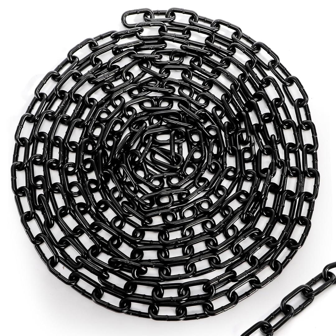 Cididu Long Black Chain Link 1/4" x 19.7 Ft, Heavy Duty Metal Porch Swing Chain for Hanging, Carbon Steel Coil Chains for Outdoor Fence, Punching Bag, Hammock Chair, Safe Working Load, Tie Down