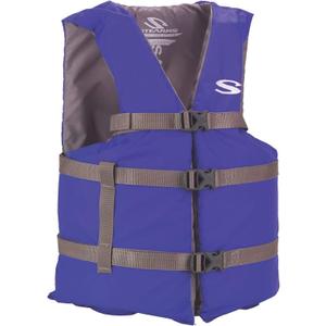 Stearns Adult Life Vest, USCG Approved Type III Life Jacket, PFD for Boating, Swimming, Watersports, & More, Standard & Oversized Fits (Blue, Standard Fit)