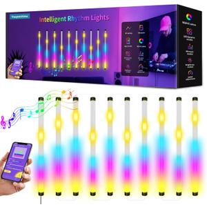 Music Sync LED Wall Lights, 10 Pack Independent Control RGB with App & USB, Beat Activated Lights for Gaming Room, Sensory Room, Party