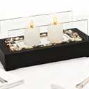 Rectangle Tabletop Hurricane Candleholder with Decorative Stones - Suitable for Dia 2.5" and Below Pillar Candles and Scented Candles, Gift for Dinner Table Centerpiece & Housewareming