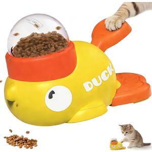 Cat & Small Dog Interactive Treat Dispenser Toy, 2-in-1 Duck Shaped Slow Feeder, Mentally Stimulating Puzzle Toy, Reduces Bloating Anti-Gulping for Indoor Pets