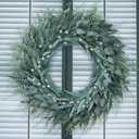 32" Eucalyptus Wreath for Front Door - Large Artificial Greenery Outdoor Wreath for Porch, Window, Farmhouse, Home, Holiday, Hanging Decor- Spring, Summer, Fall, All Seasons (Green)