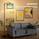 BoostArea Floor Lamp for Living Room,LED Arched Floor Lamp,Tall Modern Standing Lamp with Green Linen Shade,E26 Socket, Footswitch,Montage Mid Century Floor Lamp for Bedrooms,Office