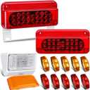 LINKITOM LED Trailer Light Kit, 2-Pack RV Camper Tail Lights with Red Reflector, 10pcs Side Marker Lights, and RV Porch Light - for Trailers, RVs, Campers, IP67 Waterproof