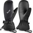 MCTi Ski Mittens Down Mittens Waterproof Touch Screen Winter Snow Mitt for Women (Medium, black)