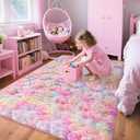 4x6 Soft Fluffy Unicorn Rainbow Rug for Girls Bedroom Kids Colorful Plush Area Rugs Cute Floor Carpets Shaggy Playing Mat for Kids Baby Girls Room Nursery Home Decor