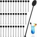 VALICLUD Coffee Stirrers Reusable Drink Stirrers Black Swizzle Sticks 7.08 Inch for Cocktails Whiskey Juice Beverage Mixing Rods for Home Bar Party Wedding