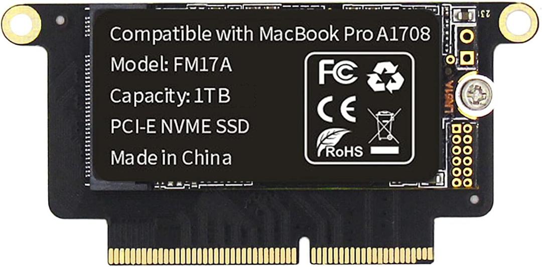 FM17A 1TB PCIE 3.0x4 NVME 3D NAND TLC Flash SSD for MacBook Pro Retina A1708 (2016-2017) Included DIY Tools (1TB)