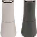Joseph Joseph Mill top Non-Spill Salt and Pepper Mill 2-piece Set, Refillable with Ceramic Grinder, Adjustable Grinding Size, White/Dark Grey (Gray)