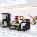 Rustic Coffee Bar Organizer - Wooden Coffee Pod Holder & Cup Storage Basket for Counter - K-Cup Sugar & Tea Condiment Organizer