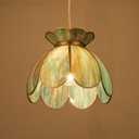 Flower Glass Pendant Light Vintage Kitchen Hanging Lamp Lotus Ceiling Lighting Fixture for Kitchen Island Dining Room Living Room Entryway Balcony etc.UL Listed Mixing Blue Green