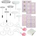 Woohome 17 PCS Flower Nails Cake Decorating Supplies Includes 4 Size Cake Flower Nail and 9 PCS Plastic Cake Flower Nail, Flower Lifters, Cake Flower Scale Sticker for Icing Flowers Decoration