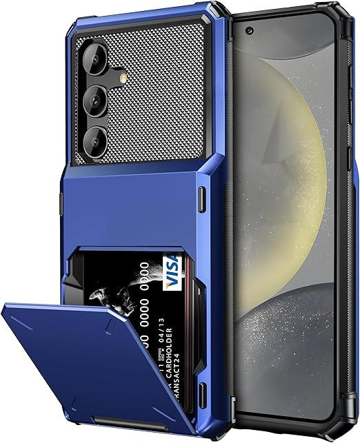 Vofolen for Samsung Galaxy S24 Wallet Case with Card Holder, 4-Card Dual Layer Heavy Duty Shockproof Wallet Case, Hidden Flip Card Slot Large Storage Protective Case for Galaxy S24, 6.2'' Navy