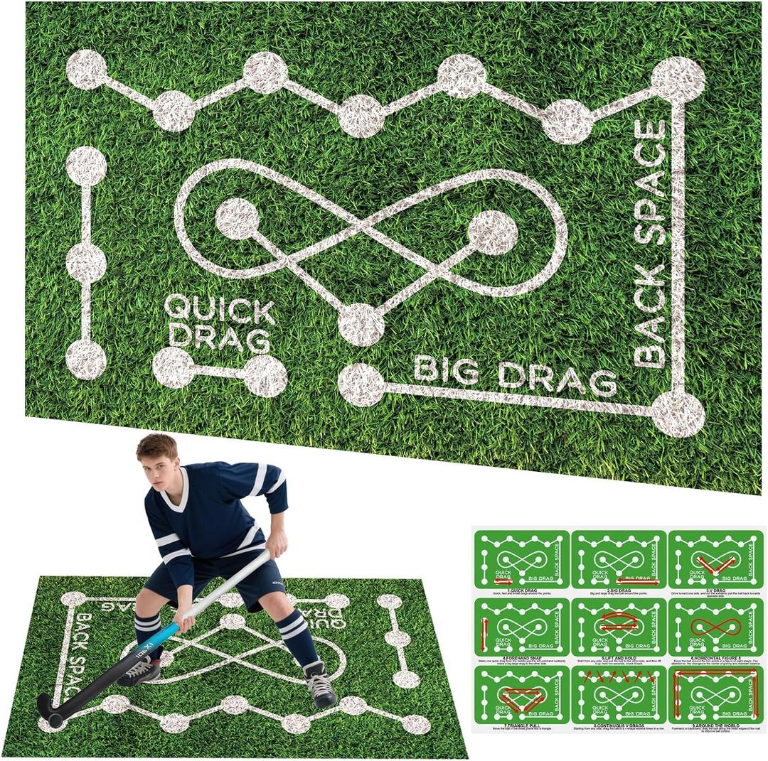 Field Hockey Training Mat 5ft3ft Artificial Grass Pad | Stickhandling Zones & Realistic Turf for Home Drills Ideal Gift for Hockey Enthusiasts
