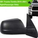 Side Mirror Car Door Mirror Fits for Toyota Tundra 2014-2021 Sequoia Right Driver Side | Power Adjustable Glass |Heated |TO1321302 | TEXTURE BLACK (RH)-5 Wires